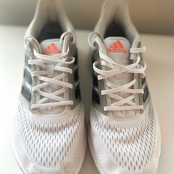 Adidas EQ21 RUN Running Shoes White Solar Red Mens Size 10 - Picture 2 of 6